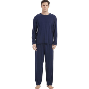 🛼GYS men’s pajamas 2piece set Bamboo cotton long sleeve -pockets Navy XX-L Plus
